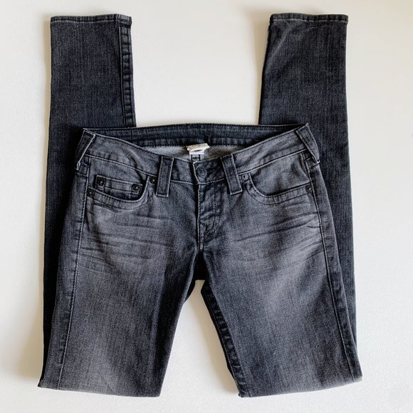 True Religion Denim - True Religion Faded Black Super Skinny Jeans Low Rise Size 29